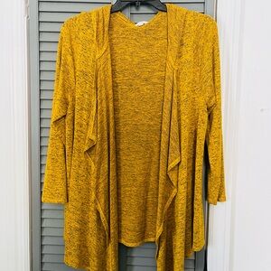Terra & Sky Marled Mustard Open-Front Cardigan